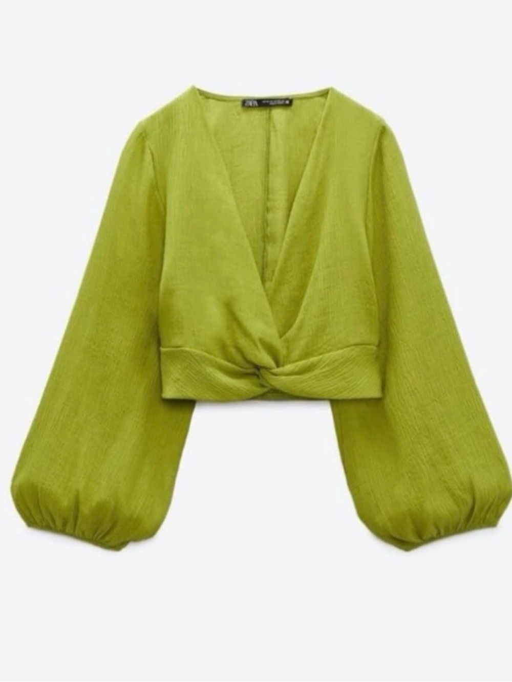 ZARA Balloon Sleeves Twist Front Top
